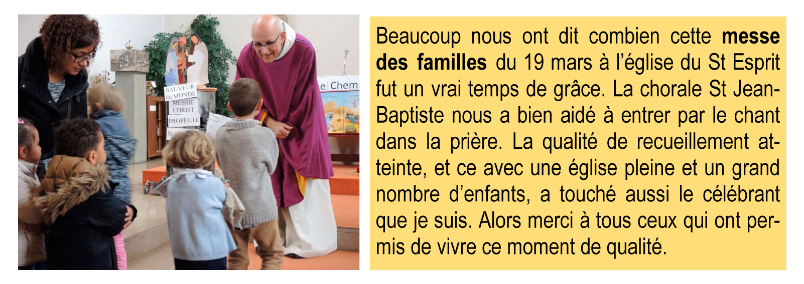 Publication dans le bulletin paroissial suite à la messe